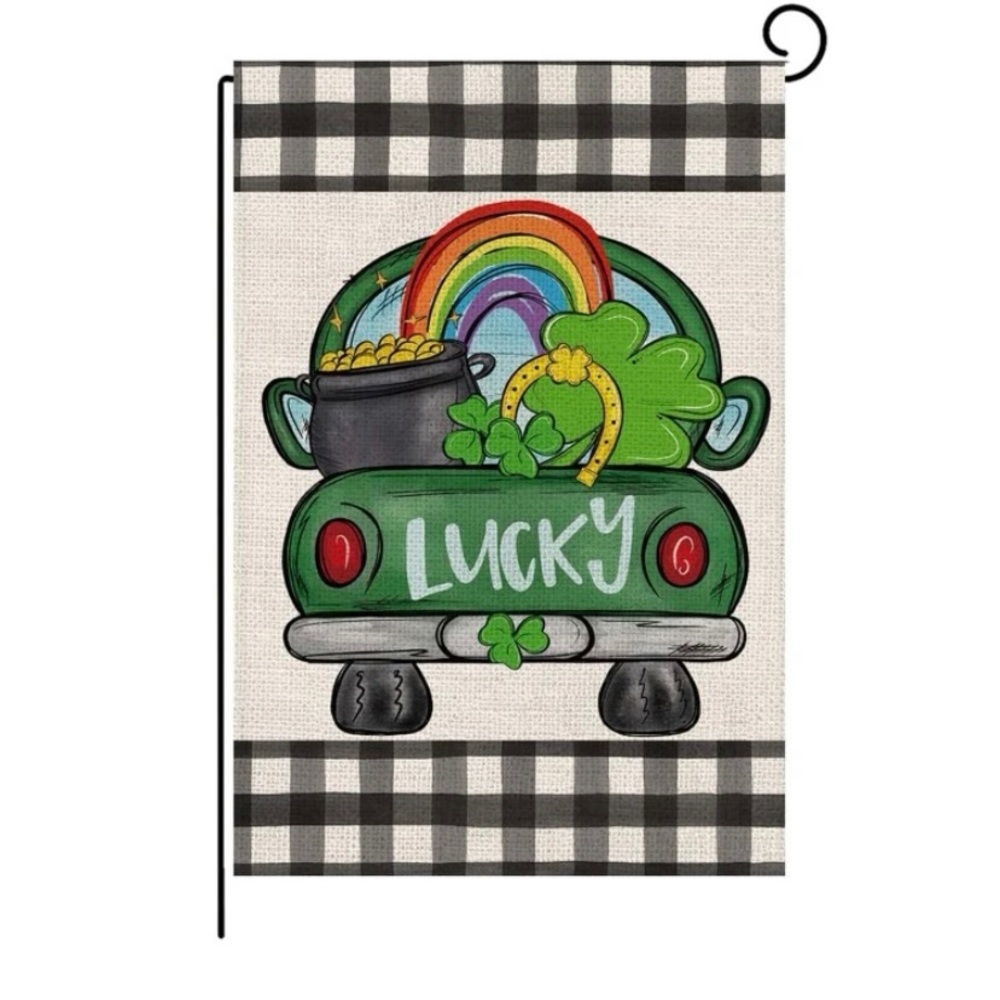 Farmhouse St. Patricks Day Garden Flag, St. Patty’s Day Lucky Garden Flag